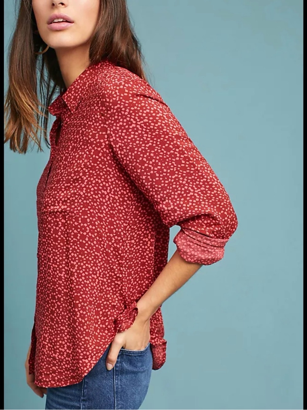 HOLDING HORSES Red Dot-Print Button Down Shirt